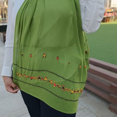 Cotton scarf handmade embroidered in SIWA