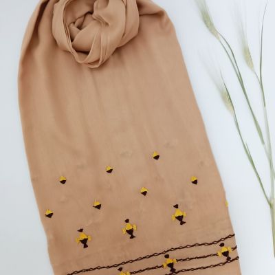 Cotton scarf handmade embroidered in SIWA