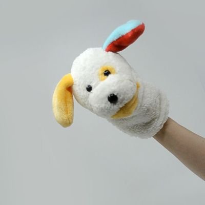 Plush dog hand puppet