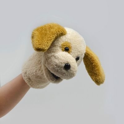 Plush dog hand puppet