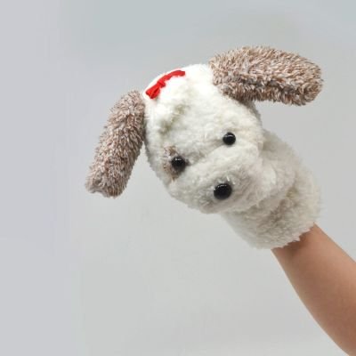 Plush dog hand puppet