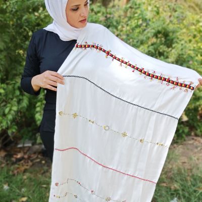 White handmade Shawl made in Siwa