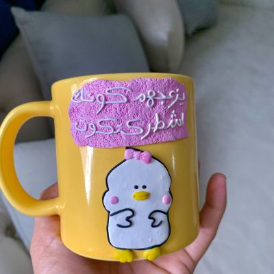 Polymer clay comic mug