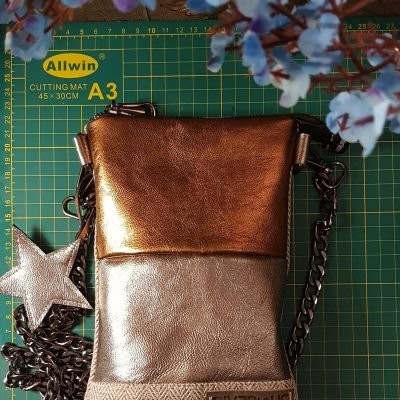 Genuine leather crossbody bag for mobile and wallet