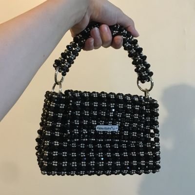 Black glass crystal bag