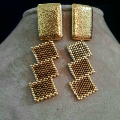 Rectangular earrings by Miyuki beads