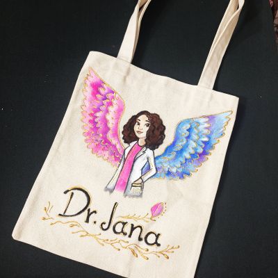 Handmade tote bag hand painted 