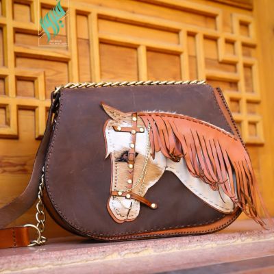 Genuine leather bag arabian horse