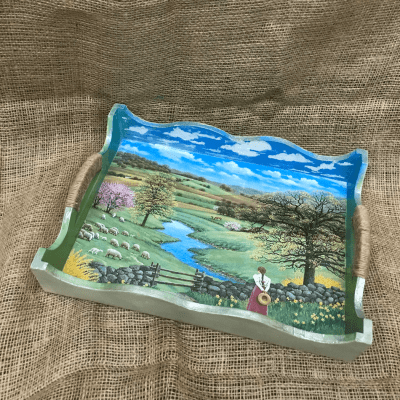 Decoupage wooden serving tray tray