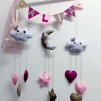 Felt wall hanging mobile decor for kids room 