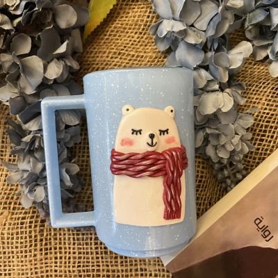 winter polymer clay mug