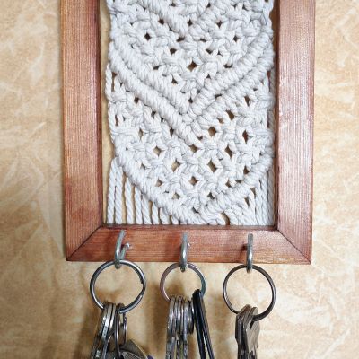  Wooden Macrame key holder