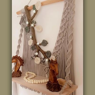 Macrame with wooden shelf 