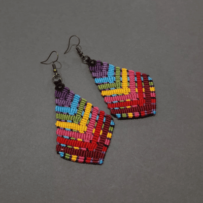 colorful macrame earrings 